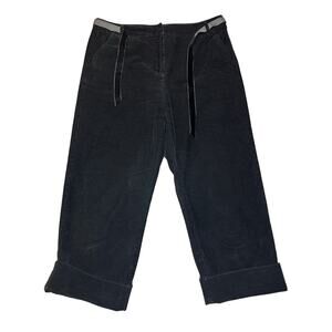 Talbots Size 10 Black Mid Rise Corduroy Trouser Cropped Cuffed Pants Back Pocket